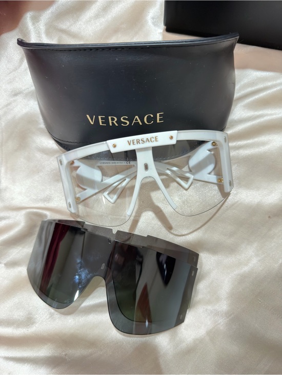 Versace Accessories - Versace White Shield Sunglasses with Clear Lens and Black Replacement Shield